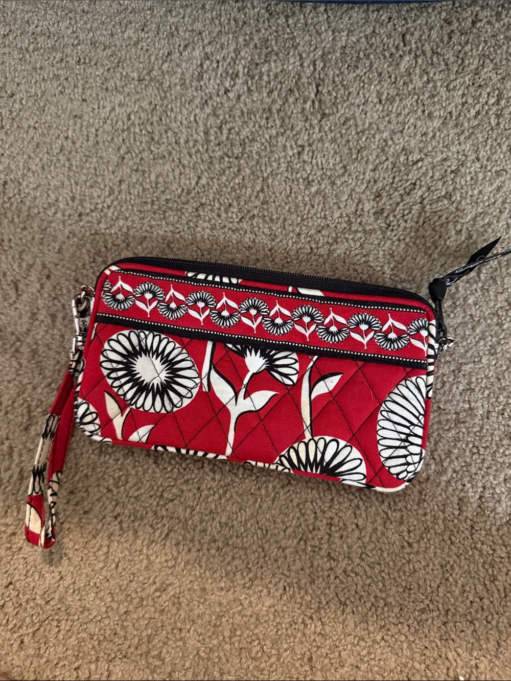 Vera Bradley Red Floral Quilted Wristlet